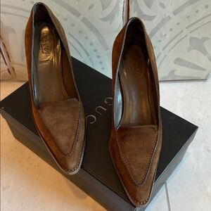 Gucci Brown Suede Pointed-Toe Heels